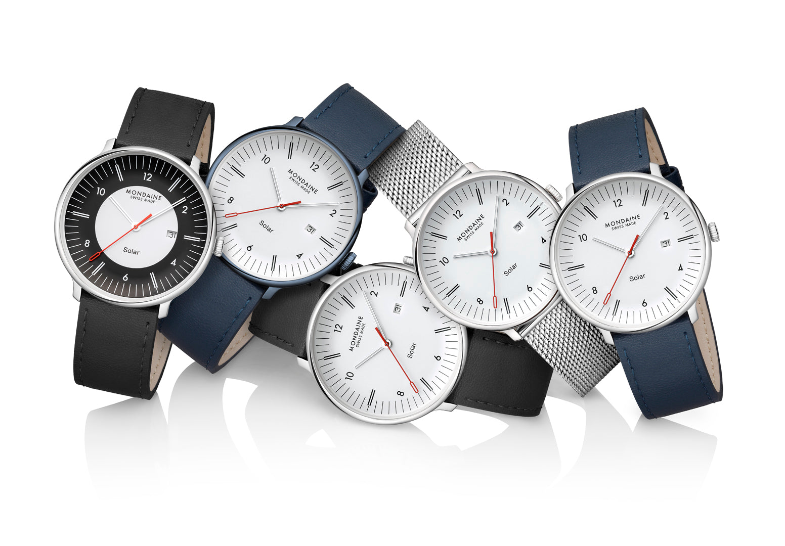 Mondaine Doppio Solar Blue Vegan Leather Watch MLE.41910.LDV