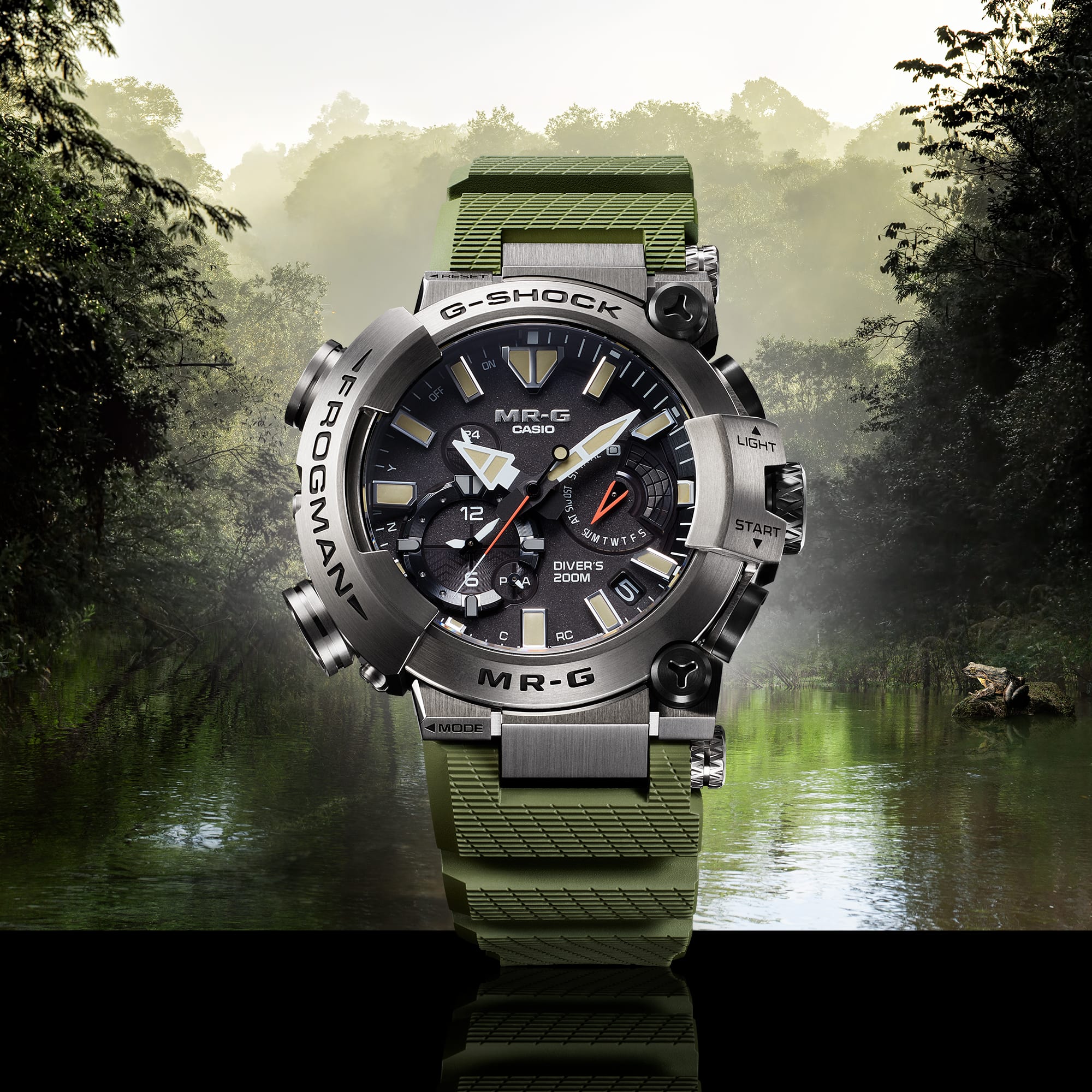 G-Shock MR-G Frogman Black Dial Green Rubber Band Watch MRGBF1000RG-3A