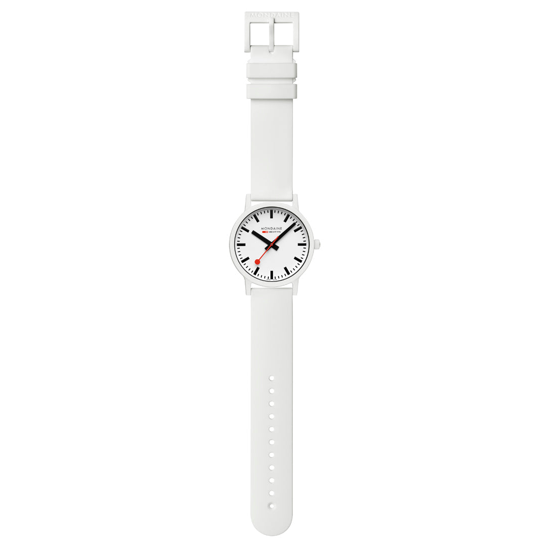 Mondaine Essence White Rubber Band 41mm Watch MS1.41110.RA