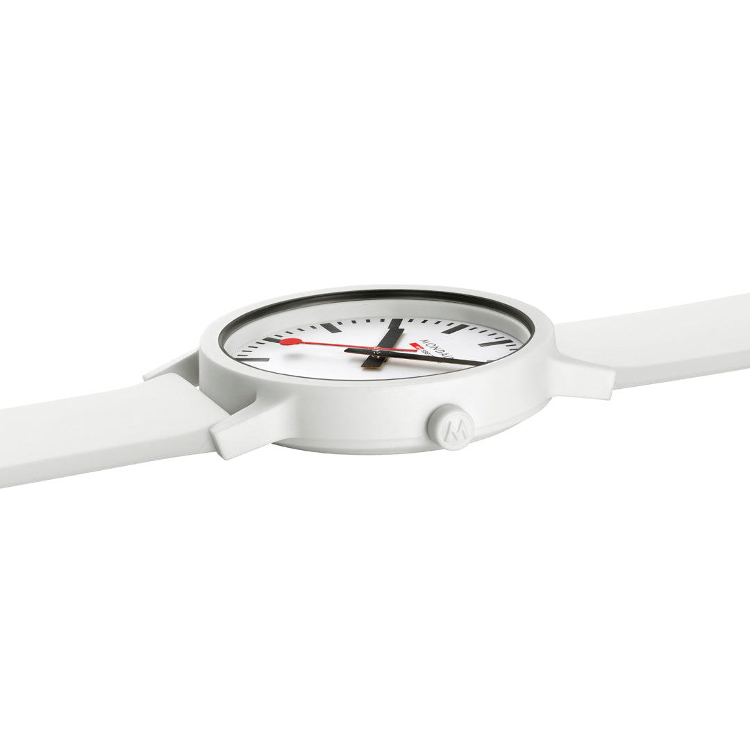 Mondaine Essence White Rubber Band 41mm Watch MS1.41110.RA