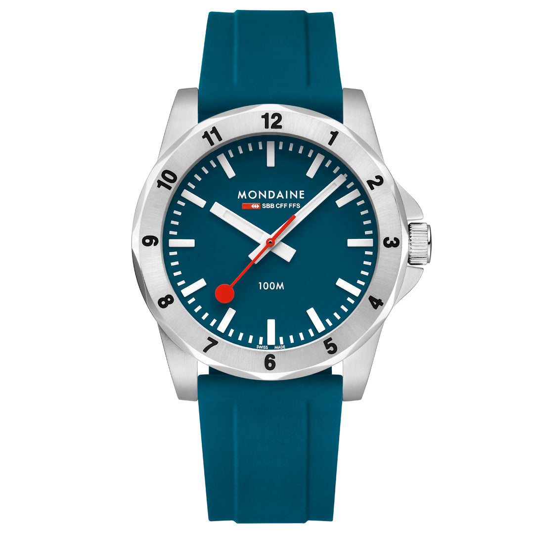 Mondaine Numeri Blue Silicone 42mm Watch - MSN.42140.RD