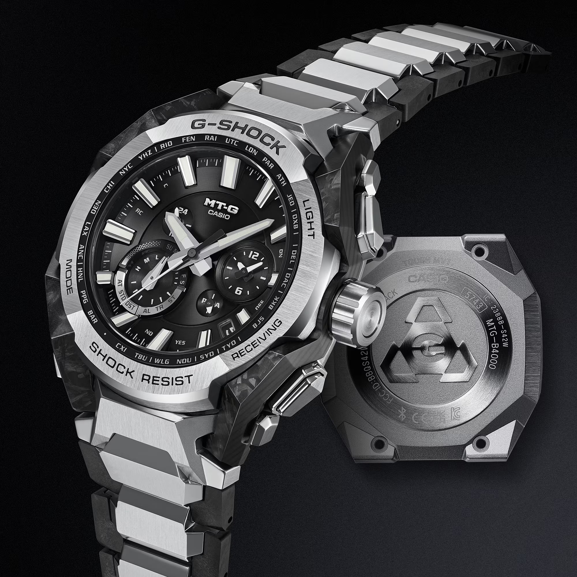 G-Shock MTG Ana Carbon Black Dial Hybrid Bluetooth® Connectivity MTGB4000D-1A