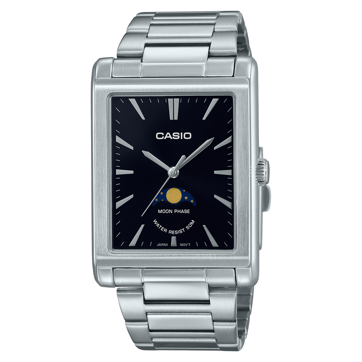 Casio Analog Moon Phase Silver Stainless Steel Watch MTPM105D-1A
