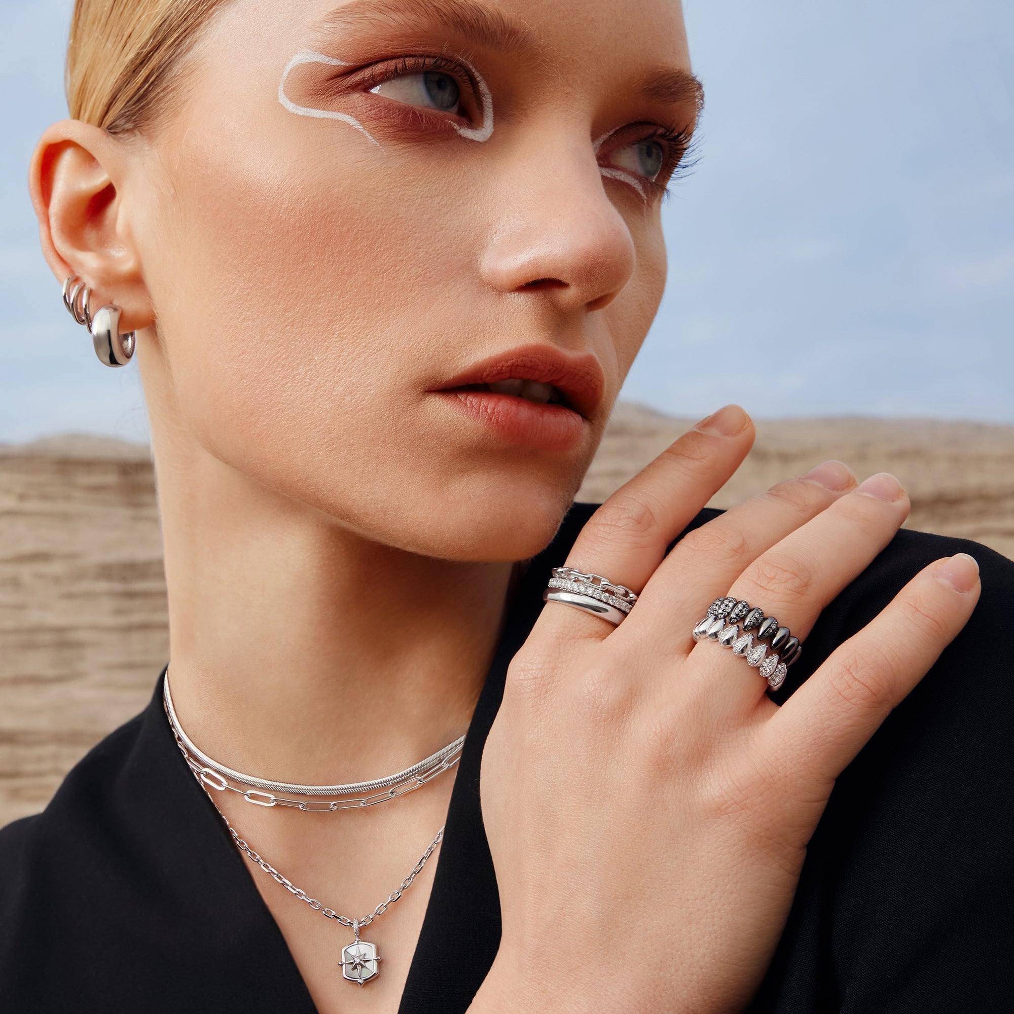 Ania Haie Sterling Silver Link Ring Bold Stackable Jewelry Style