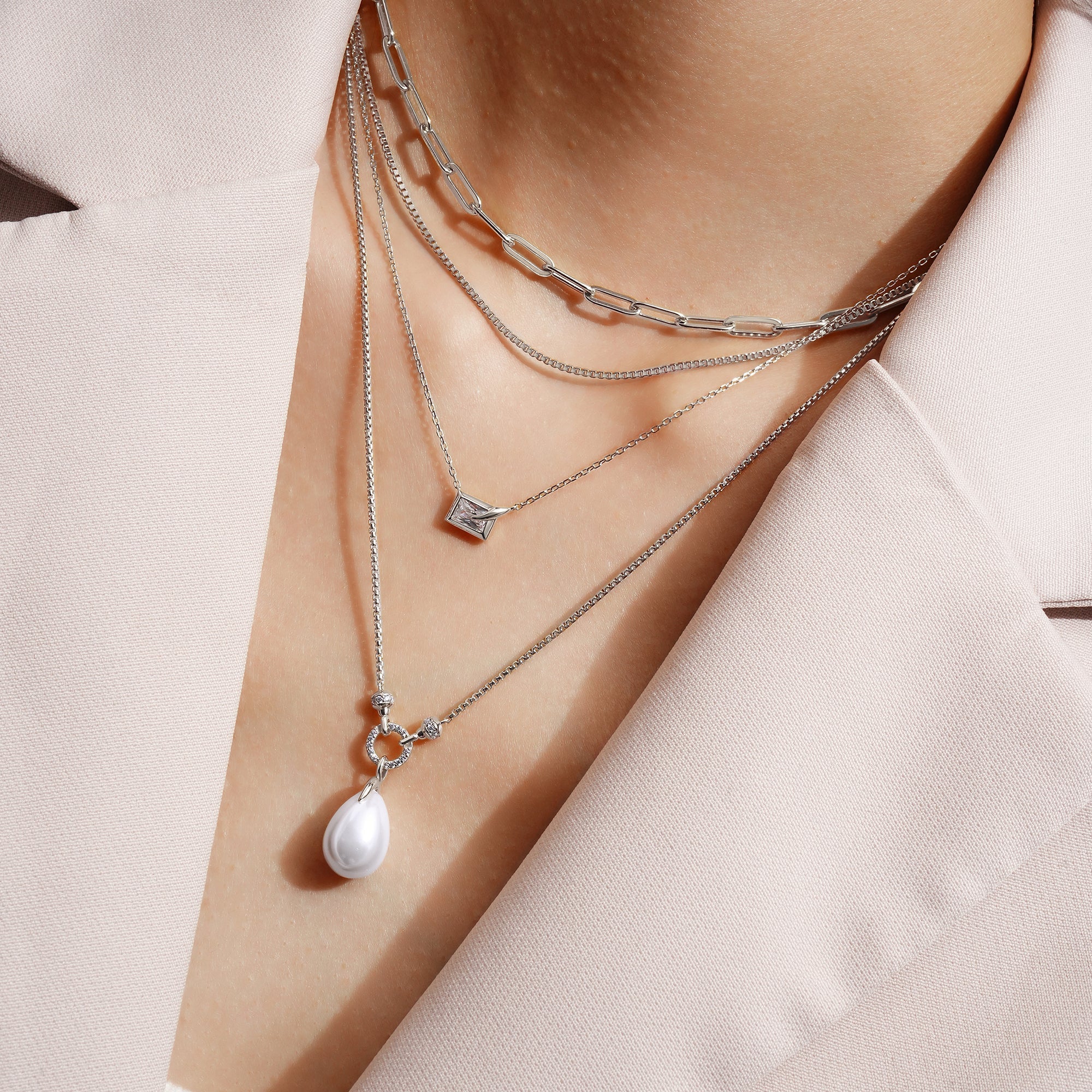 Ania Haie Silver Bezel-Set Cube Necklace Modern Trendy Jewelry