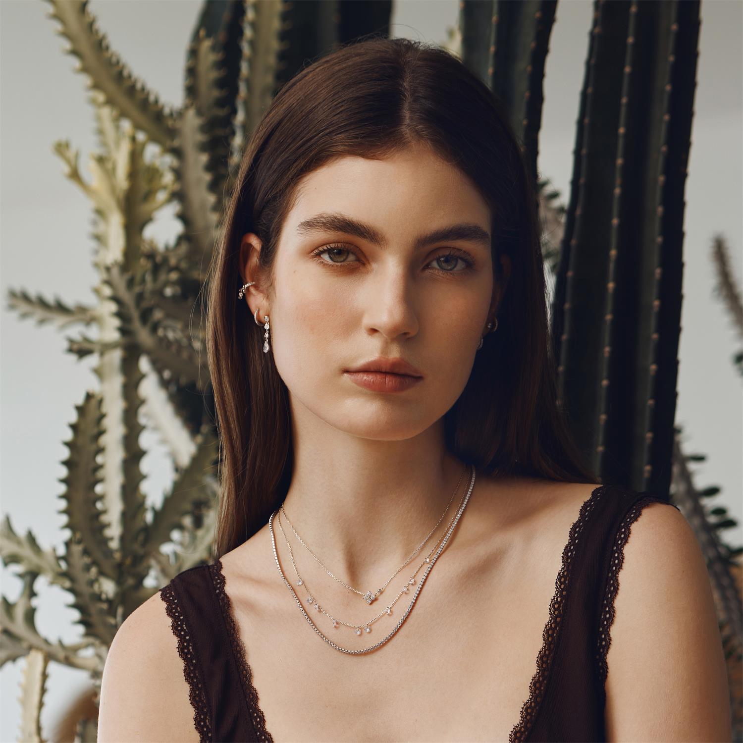 Ania Haie Silver Sparkling Lucky Clover Necklace