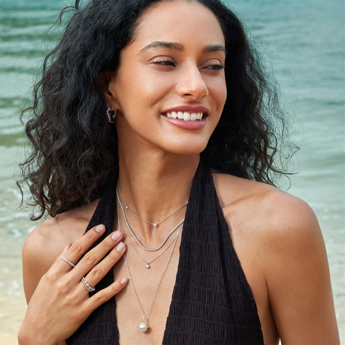 Ania Haie Silver Shell Pearl Halo Evil-Eye Necklace