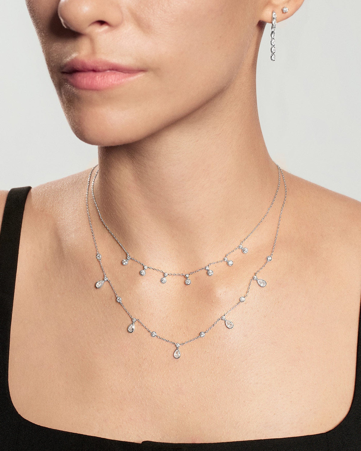 Ania Haie Silver Graduated Bezel Round Drop Station Necklace N076-10H N076-10H view 2