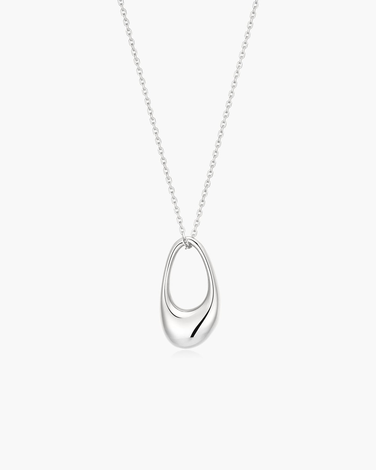 Ania Haie Silver Hollow Organic Pebble Necklace N076-12H N076-12H front packshot