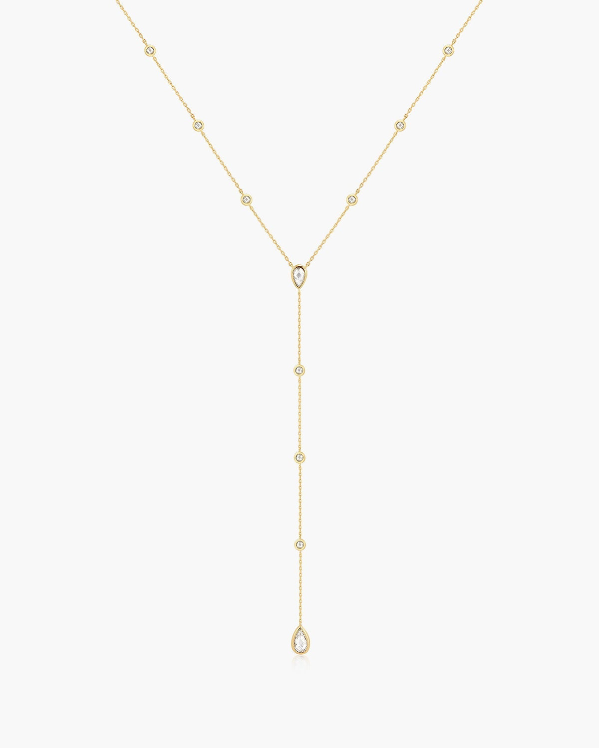 Ania Haie Gold Round & Teardrop Bezel Station Y Necklace N076-17G N076-17G front packshot
