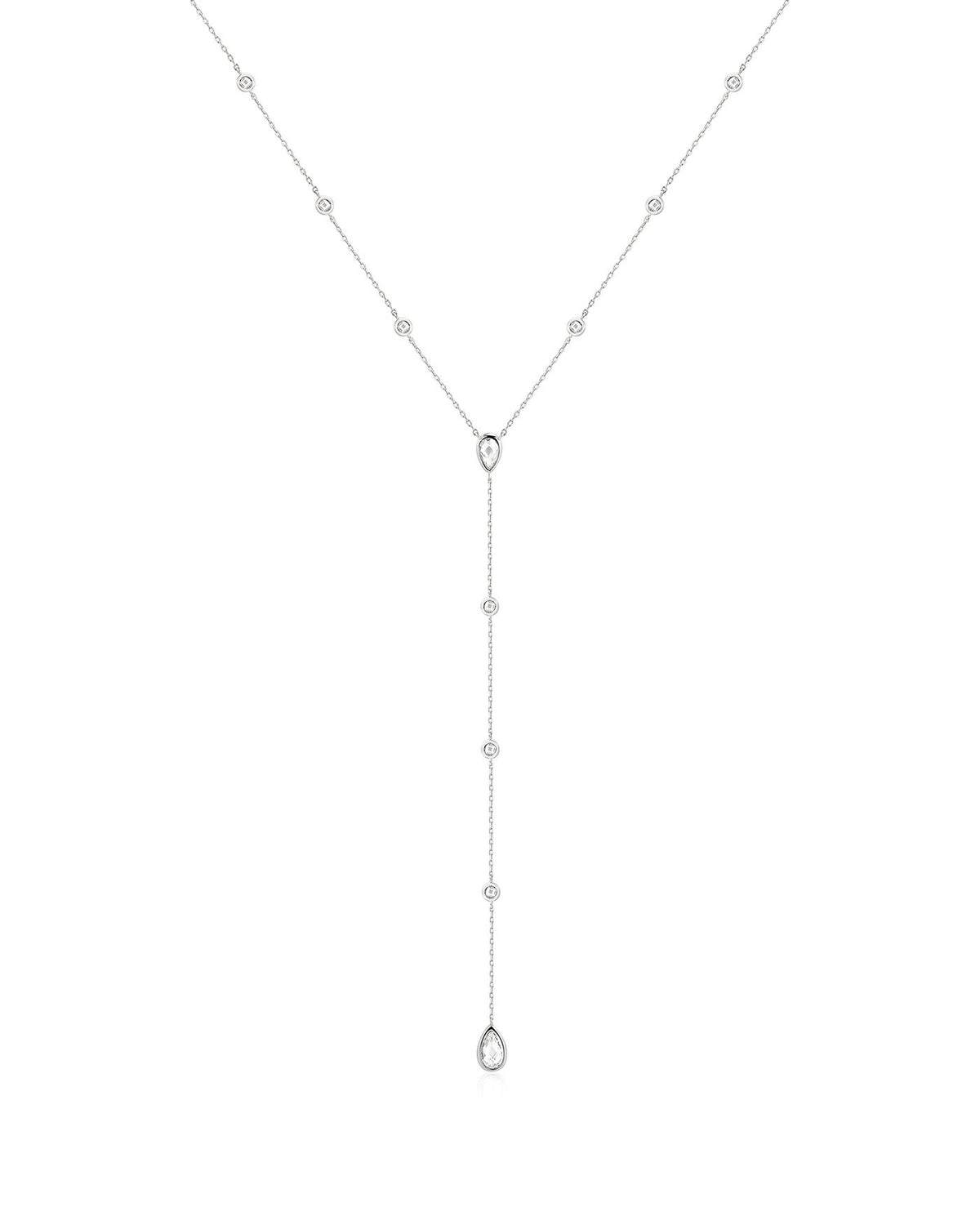 Ania Haie Silver Round & Teardrop Bezel Station Y Necklace N076-17H N076-17H front packshot