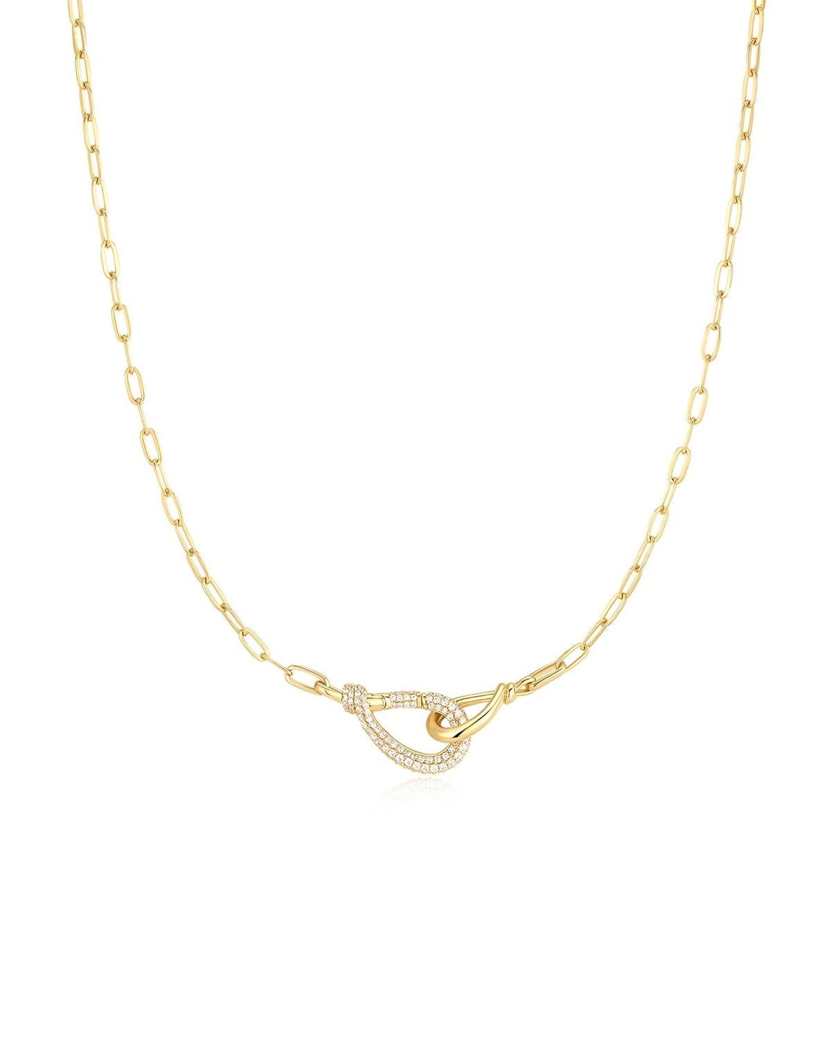 Ania Haie Gold Interlocked Pave & Polished Knot Necklace N077-05G N077-05G front packshot