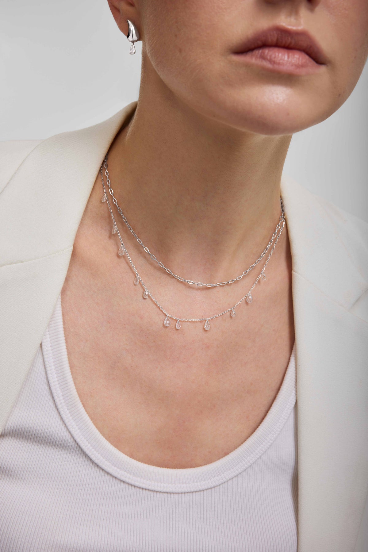 Ania Haie Silver Ethereal Teardrop Dangle Station Necklace N078-01H N078-01H view 2