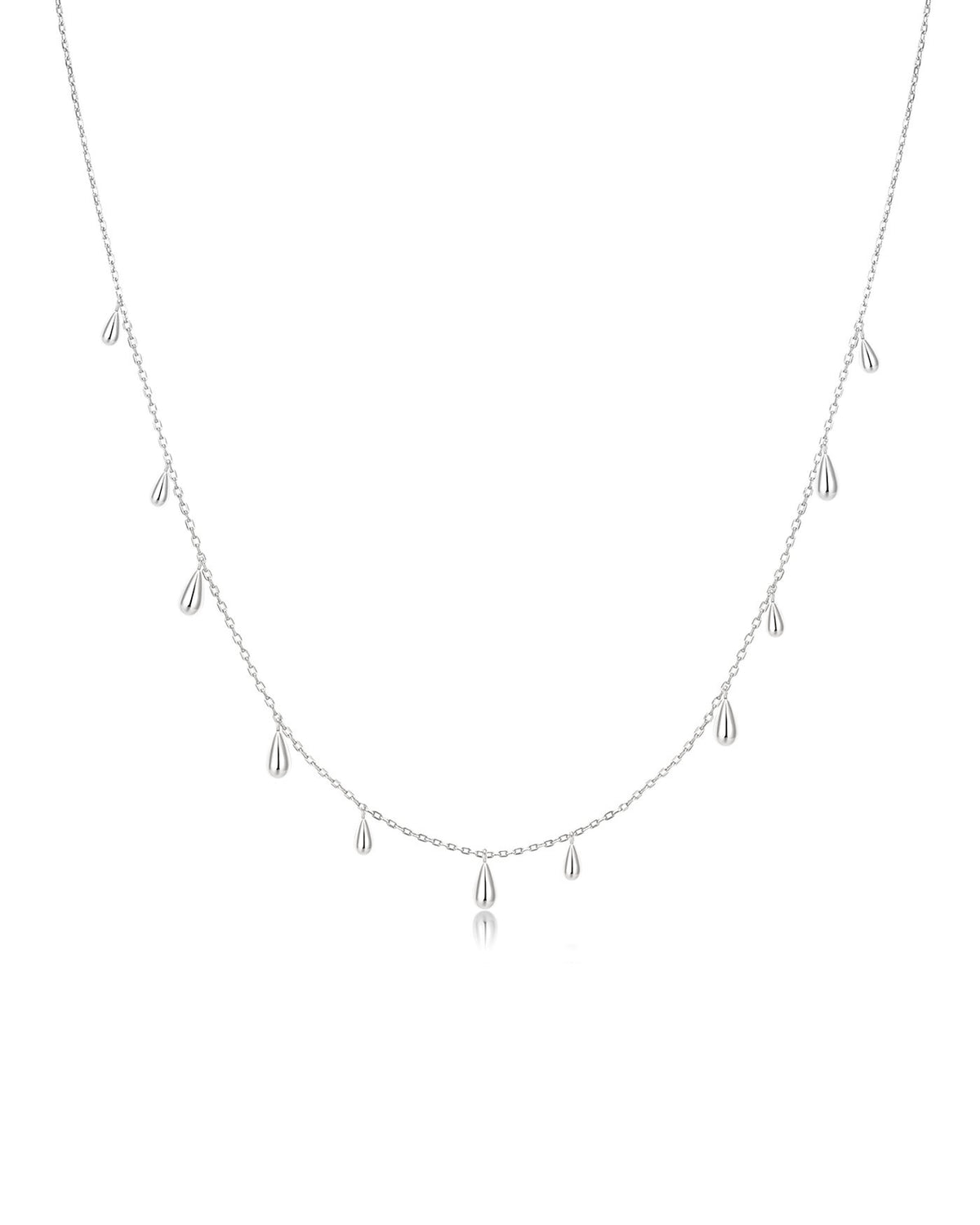 Ania Haie Silver Polished Teardrop Dangle Station Necklace N078-02H N078-02H front packshot
