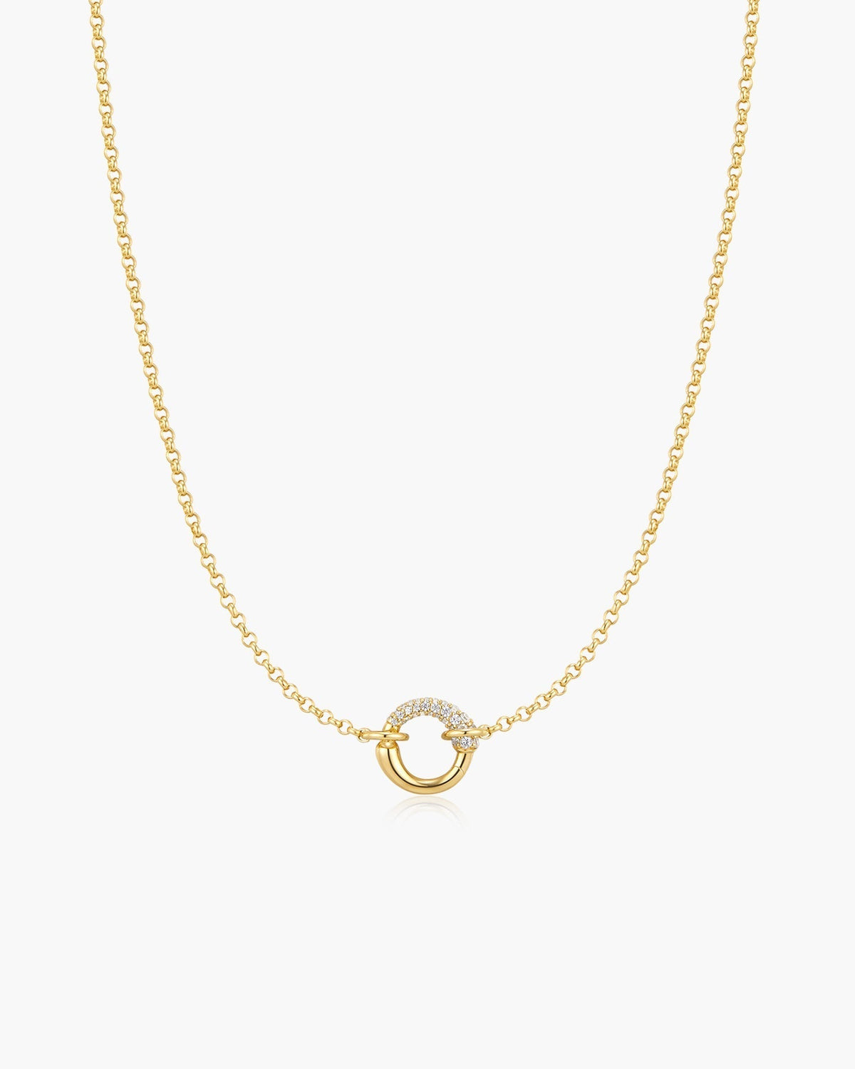 Ania Haie Gold Half Pave & Polish Hoop Necklace N078-03G N078-03G front packshot