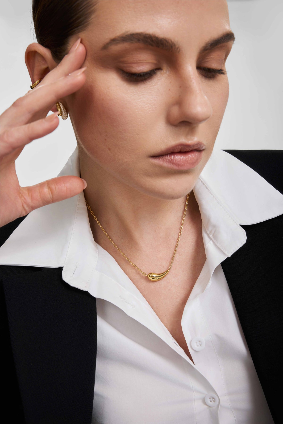 Ania Haie Gold Curved Teardrop Necklace N078-06G N078-06G view 3