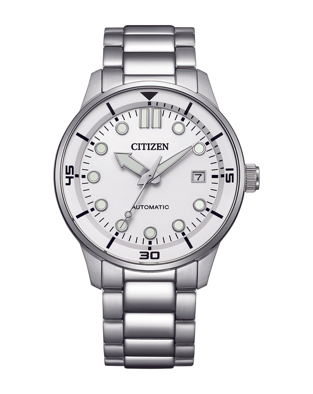 Citizen Automatic Silver Stainless Steel White Dial Watch NJ0191-83A