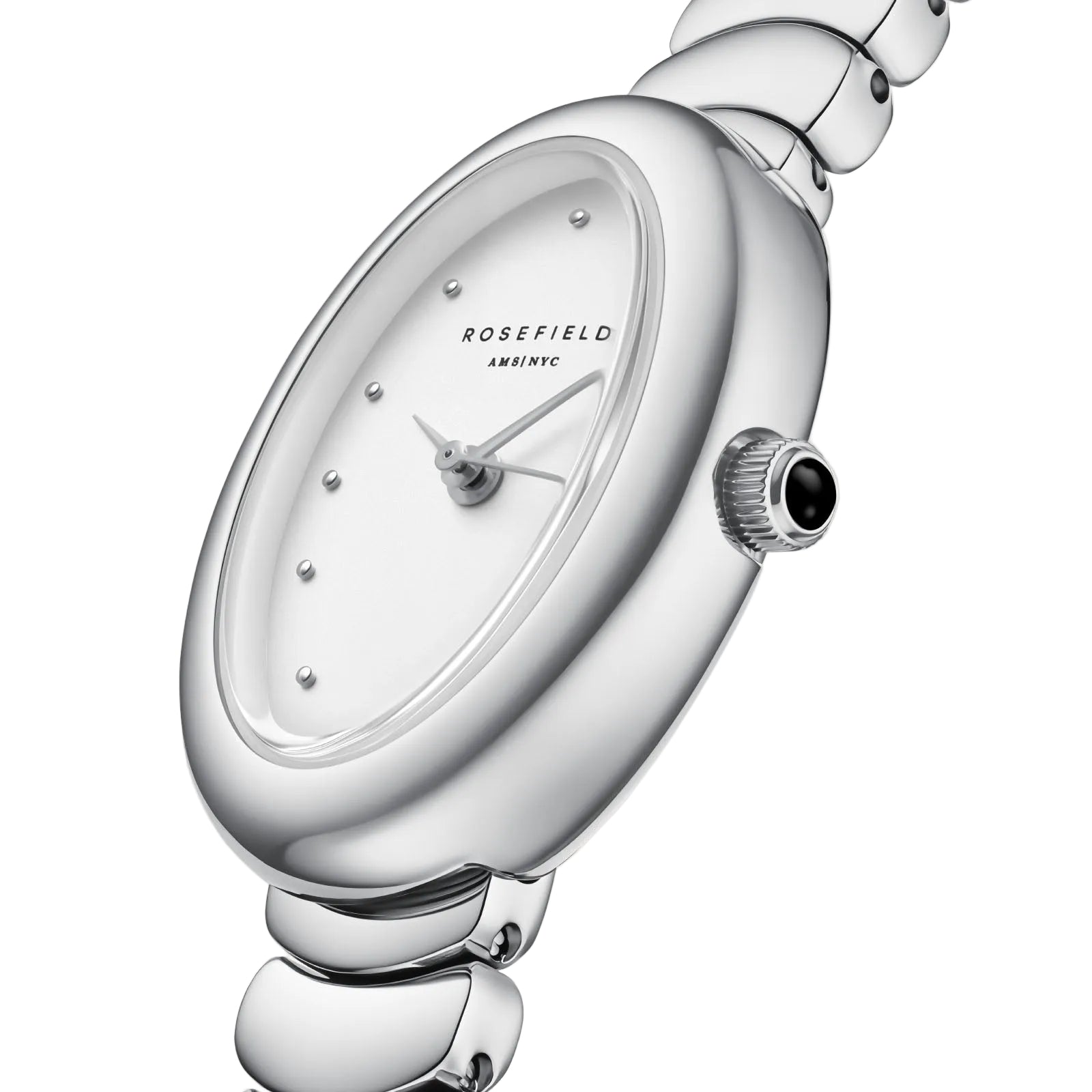 Rosefield Oval White Dial Silver Finish Watch OVWSSS-OV20