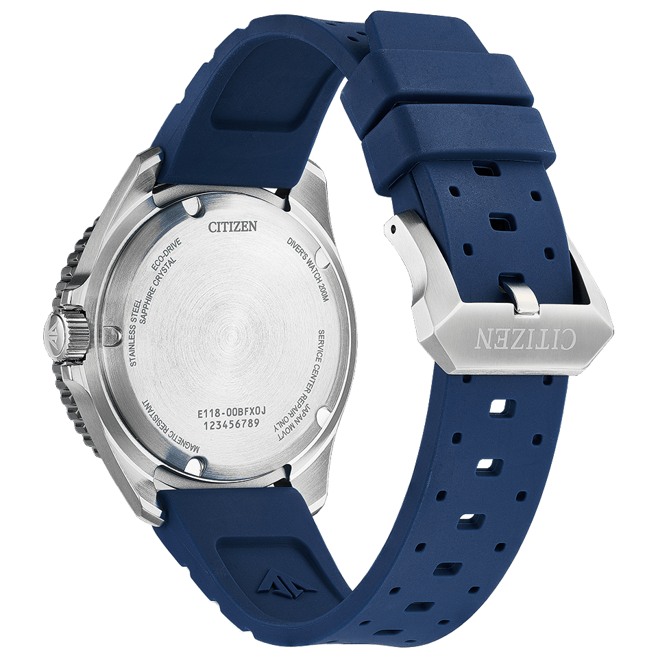 Citizen Promaster Diver BN0267-04L men's watch blue dial navy blue rubber strap side profile