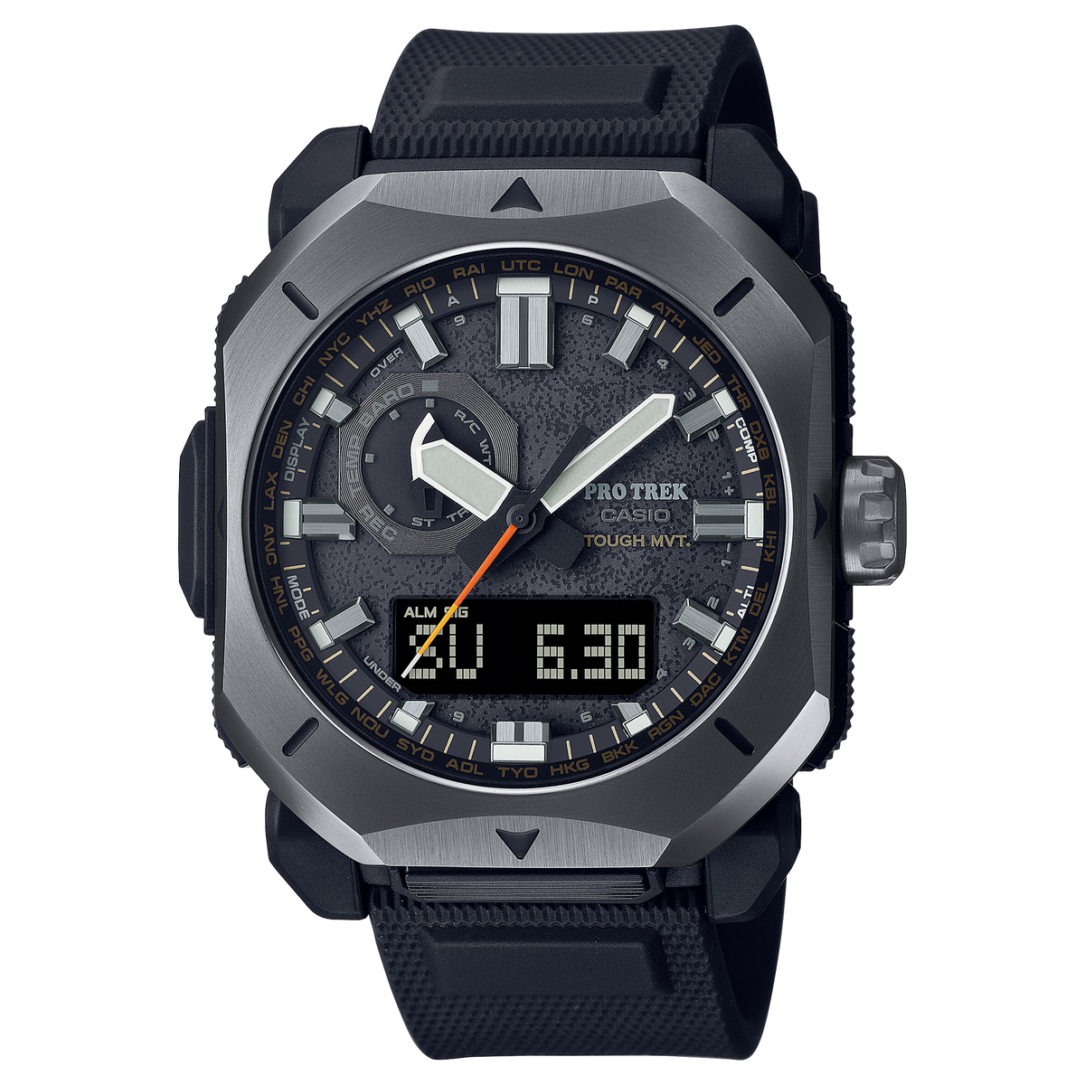 a close up of a watch on a black background