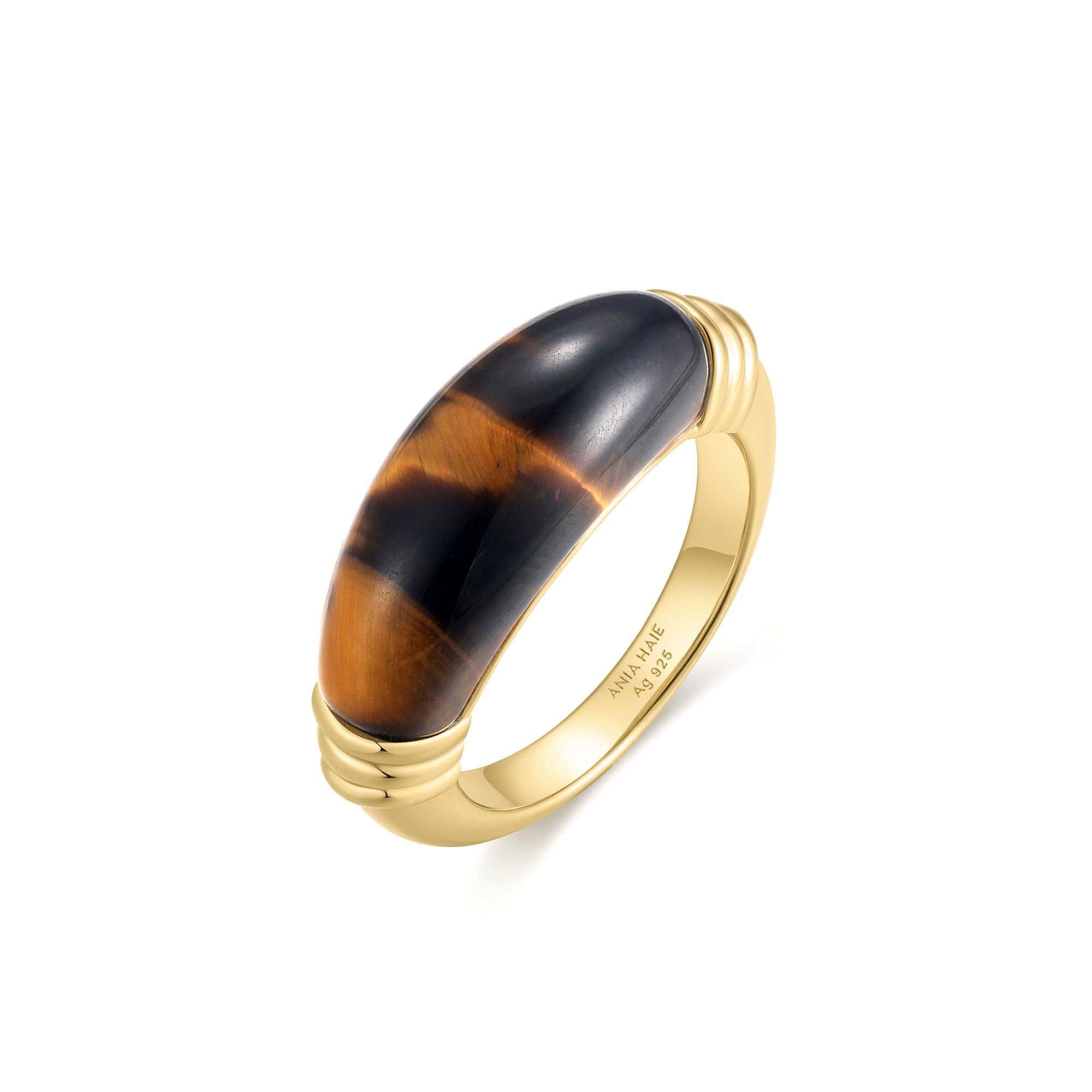 Ania Haie Gold Tiger Eye Ring Modern Statement Affordable Luxury
