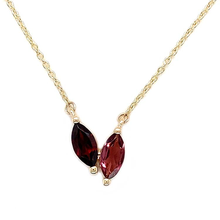 Garnet and Pink Tourmaline 45cm Necklace in 9K Yellow Gold