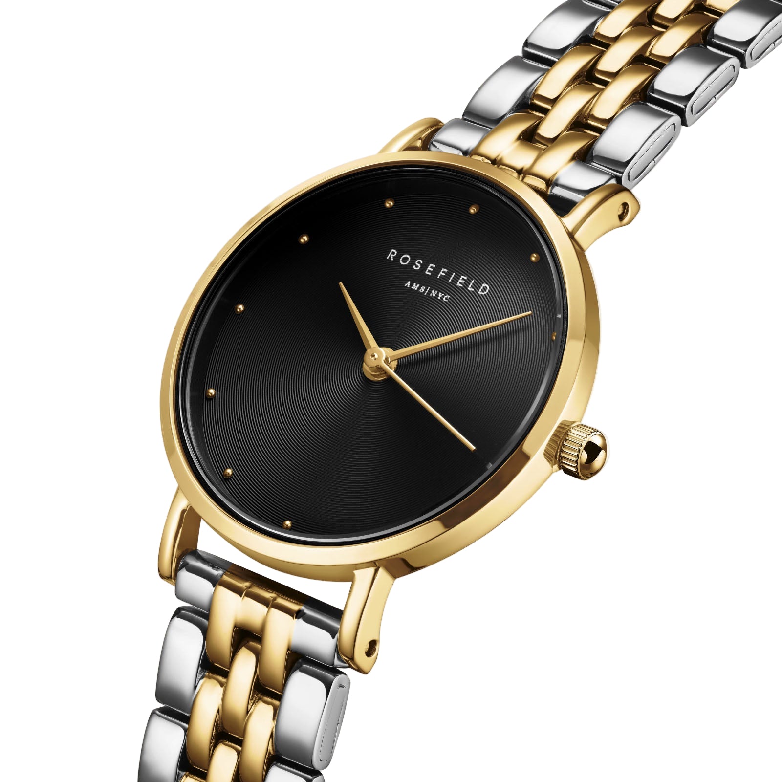 Rosefield Small Edit Black Dial Two Toned Case and Band SEBDSG-SE04
