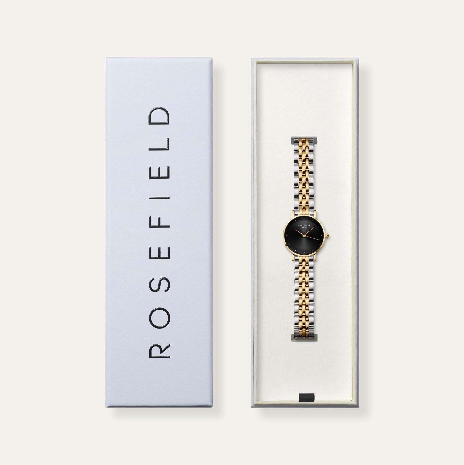 Rosefield Small Edit Black Dial Two Toned Case and Band SEBDSG-SE04