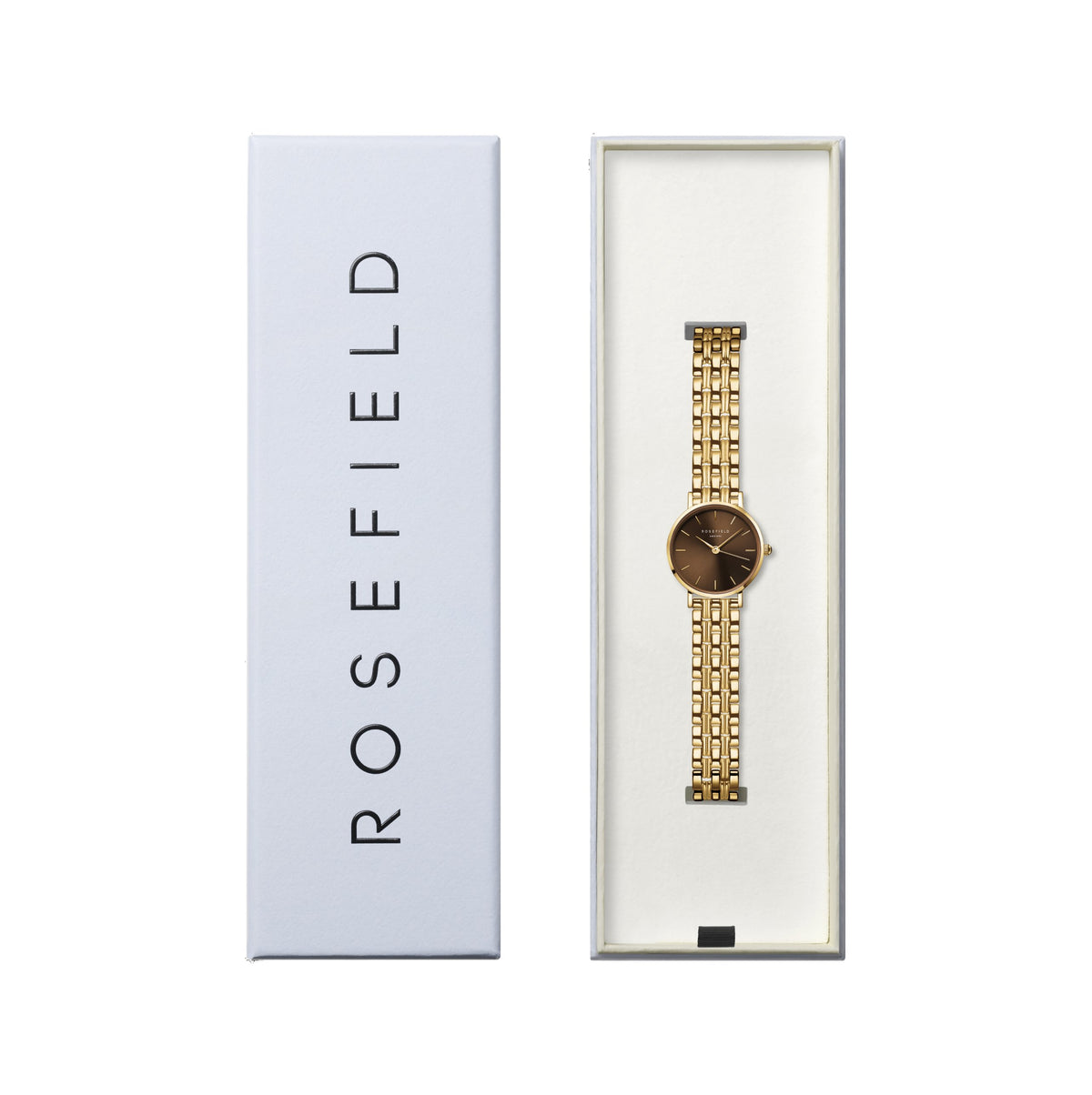 Rosefield Small Edit Chocolate Brown Dial Gold-Tone Bracelet Watch SEBGSG-SE05