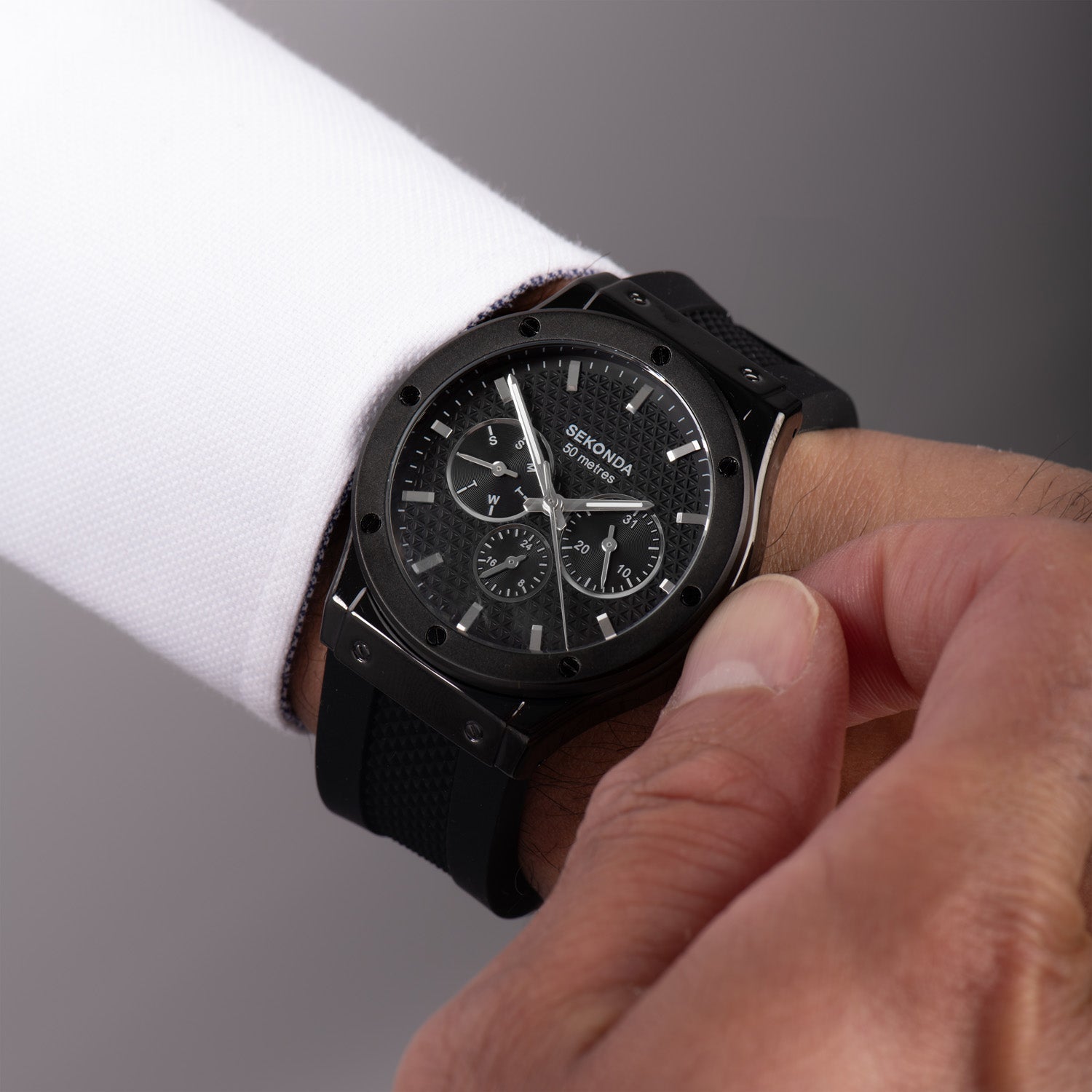 Sekonda Titan 42mm Mens Watch Stainless Steel Band Black 2024