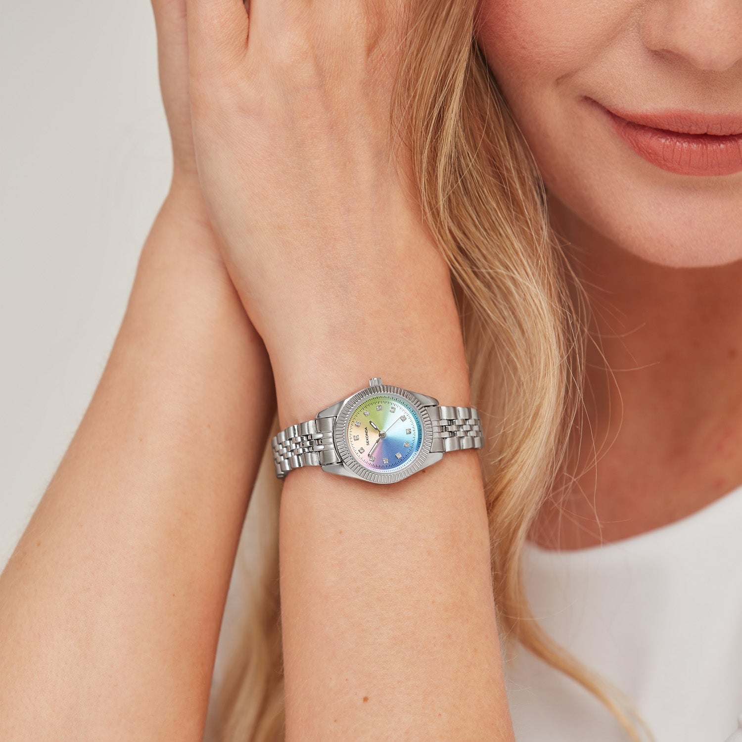 Sekonda Womens Rainbow Dial Stainless Steel 26mm Bracelet Watch