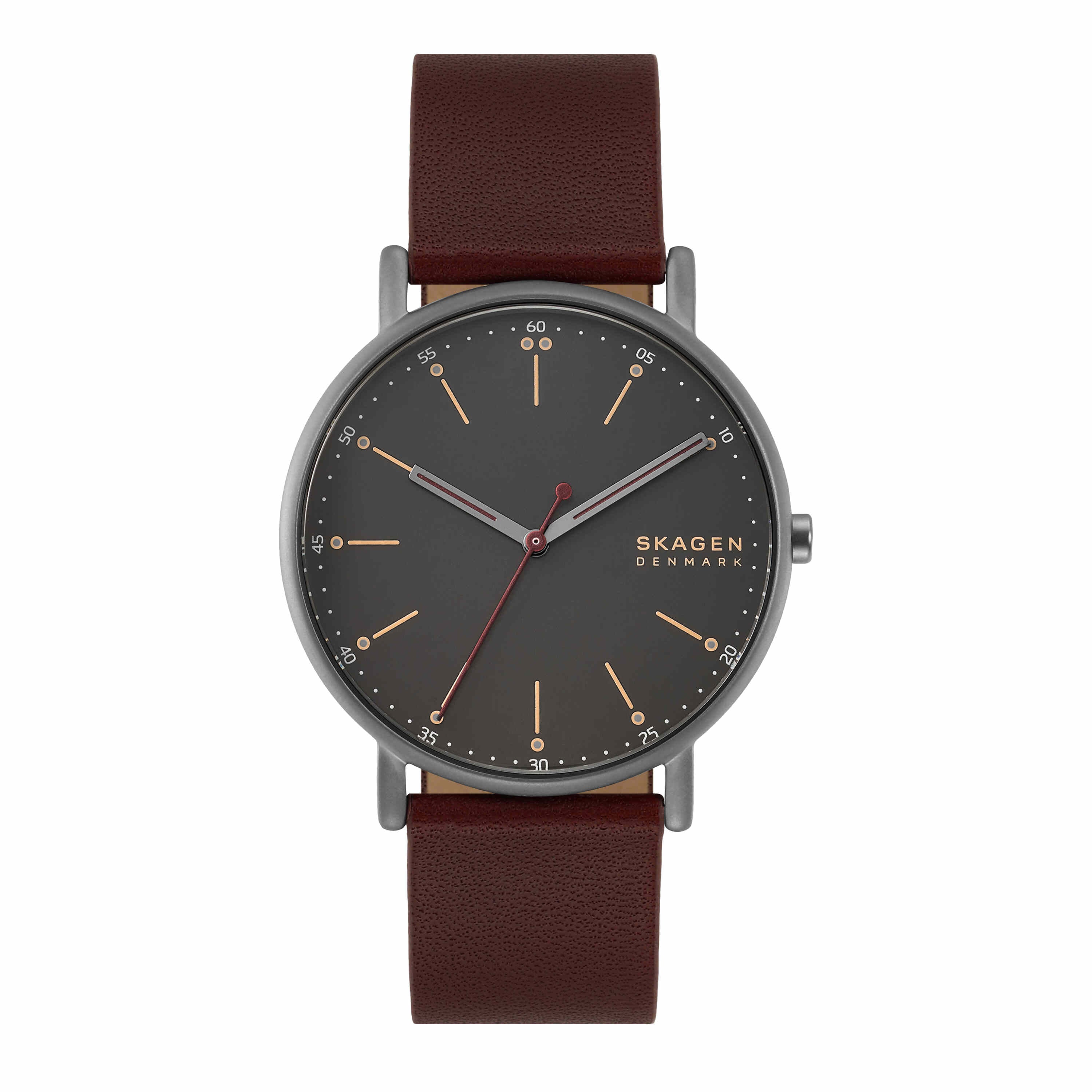 Skagen Signatur Black Dial Cherry Wood Leather Watch SKW6860