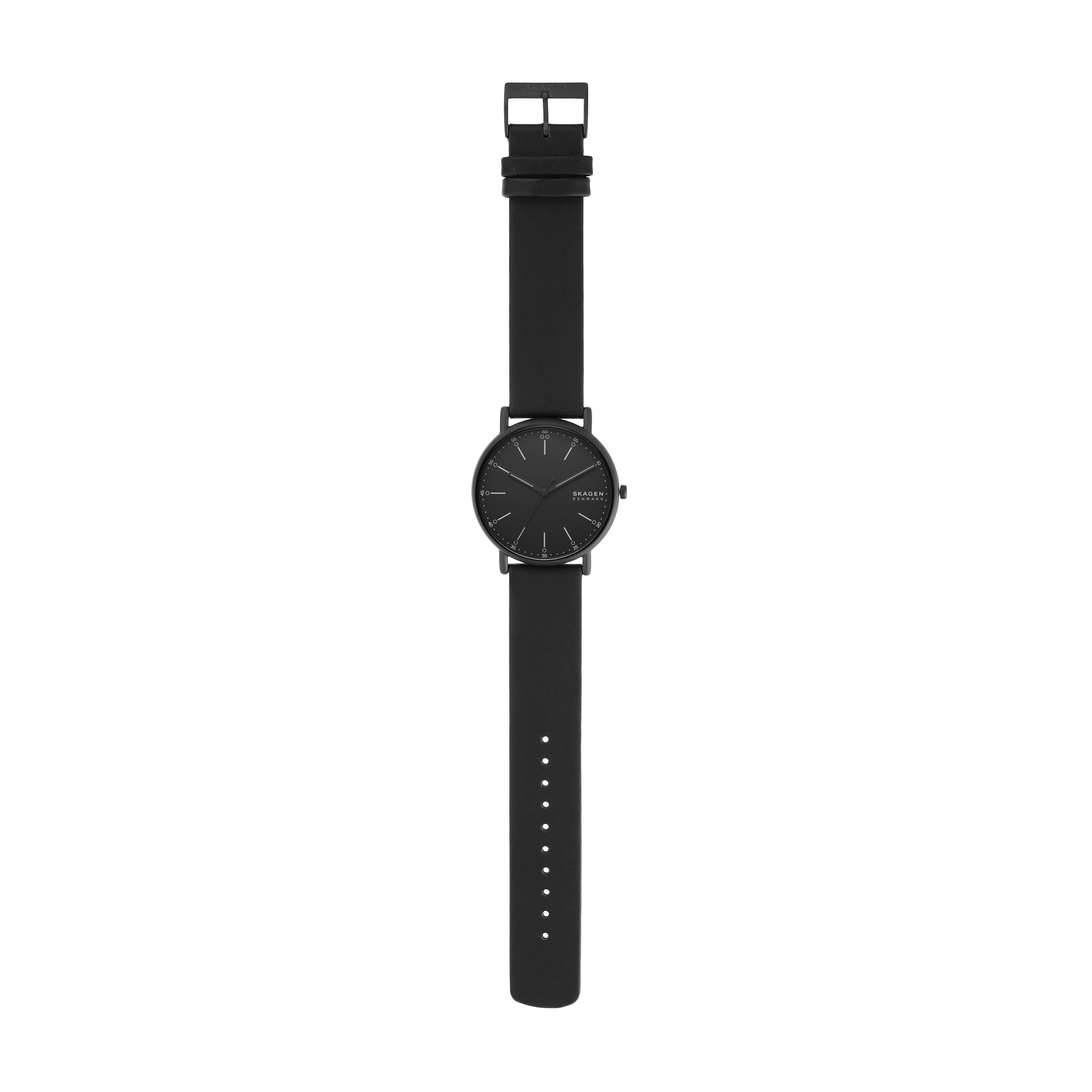 Skagen Signatur Three-Hand Black Leather Watch SKW6902