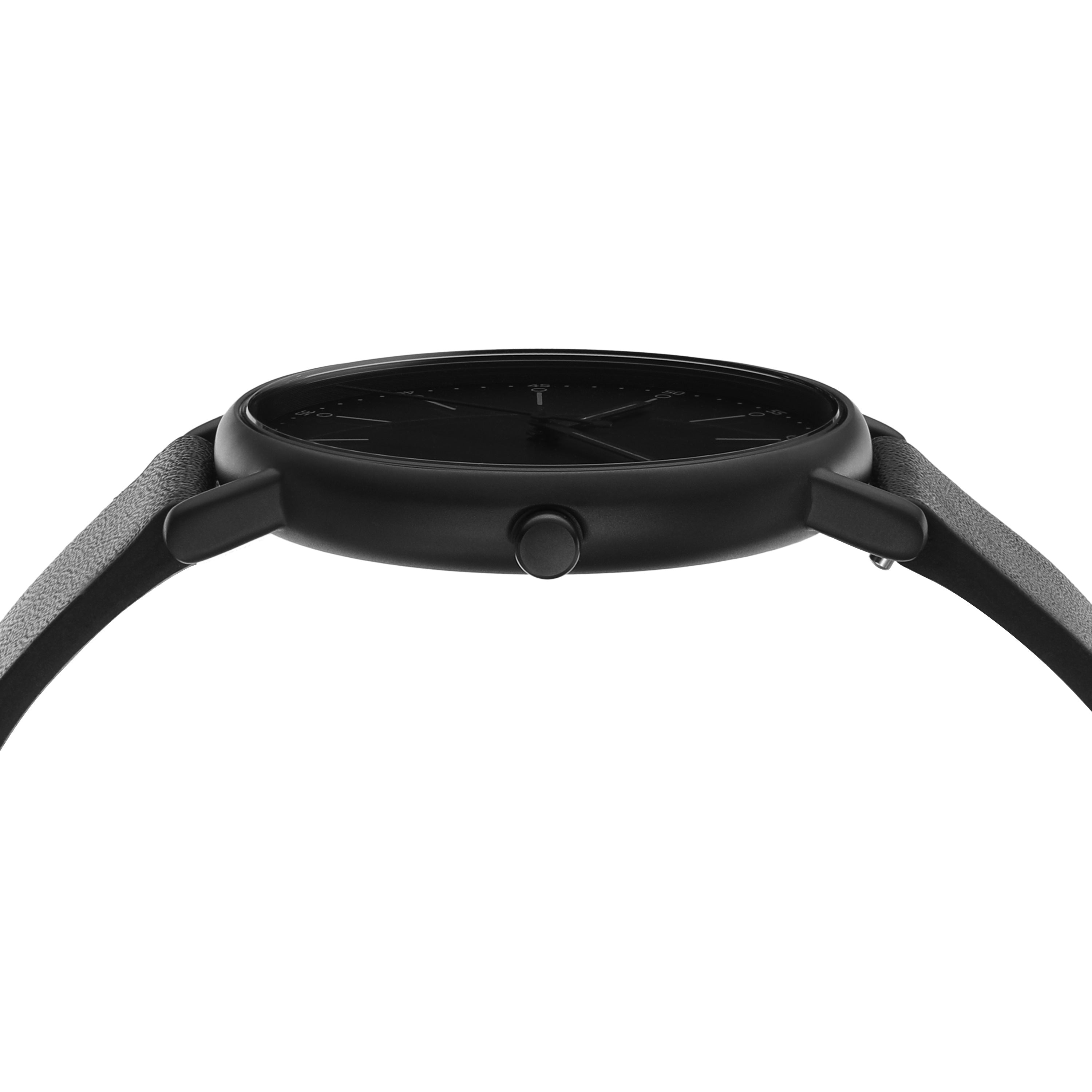 Skagen Signatur Three-Hand Black Leather Watch SKW6902