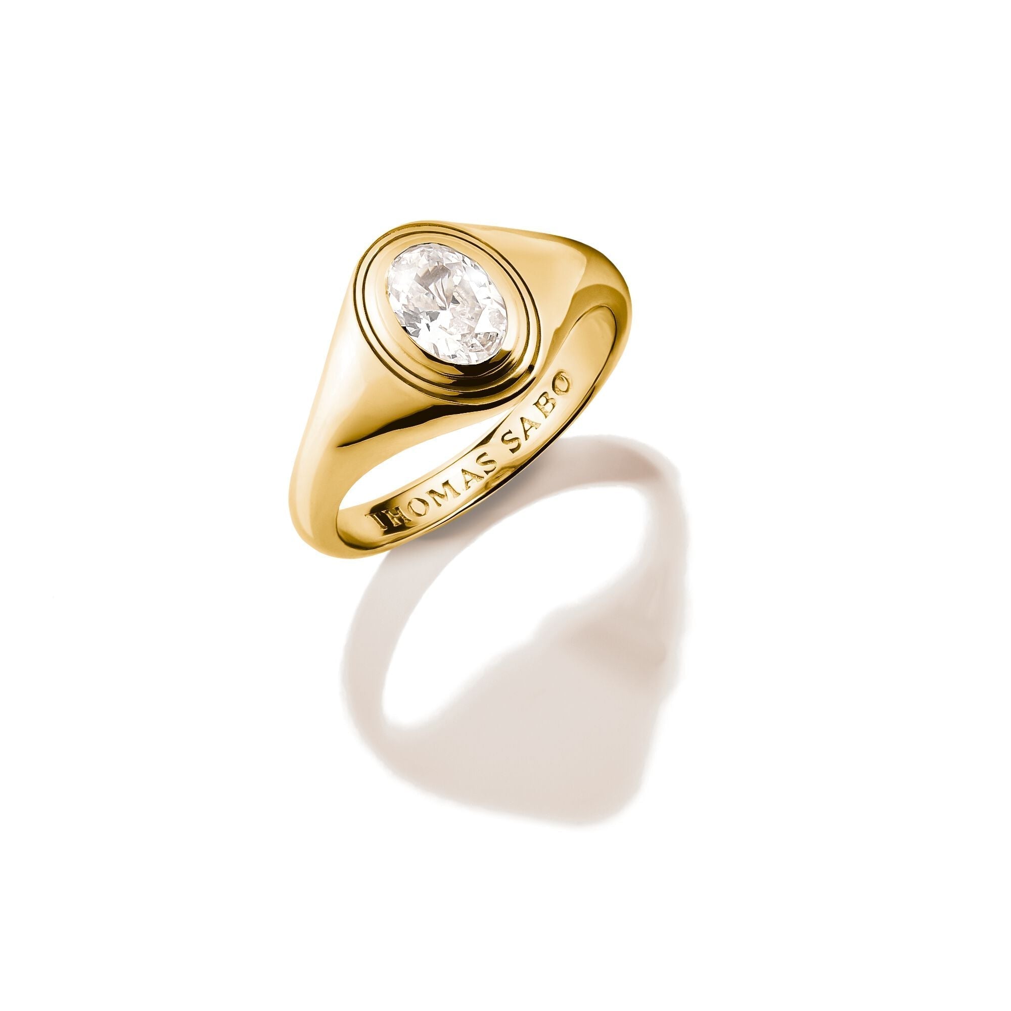 THOMAS SABO Ring with Oval White Zirconia Stone Gold