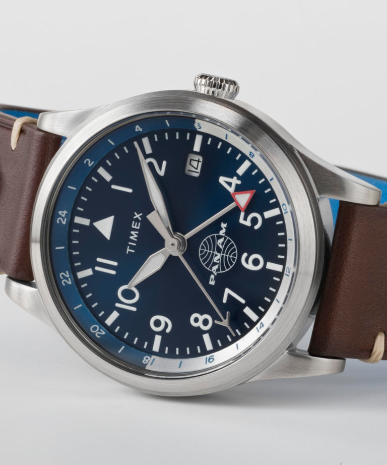 Timex Waterbury GMT x Pan Am® Brown Leather Watch TW2W97300