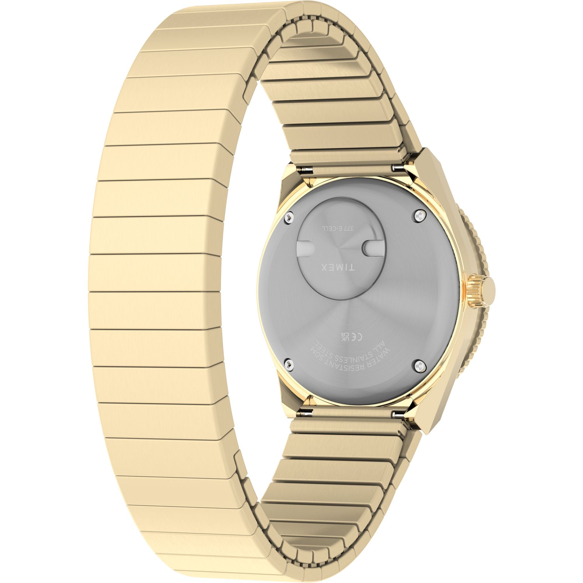 Timex Q Time 30mm Gold Dial and Expansion Band Women's Watch TW2W57500