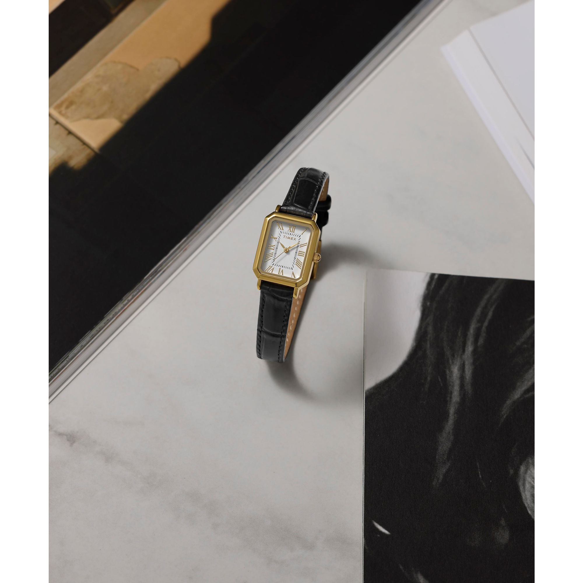 Timex Vivienne Trend Gold Case Black Leather Band Women's Watch TW2Y71900