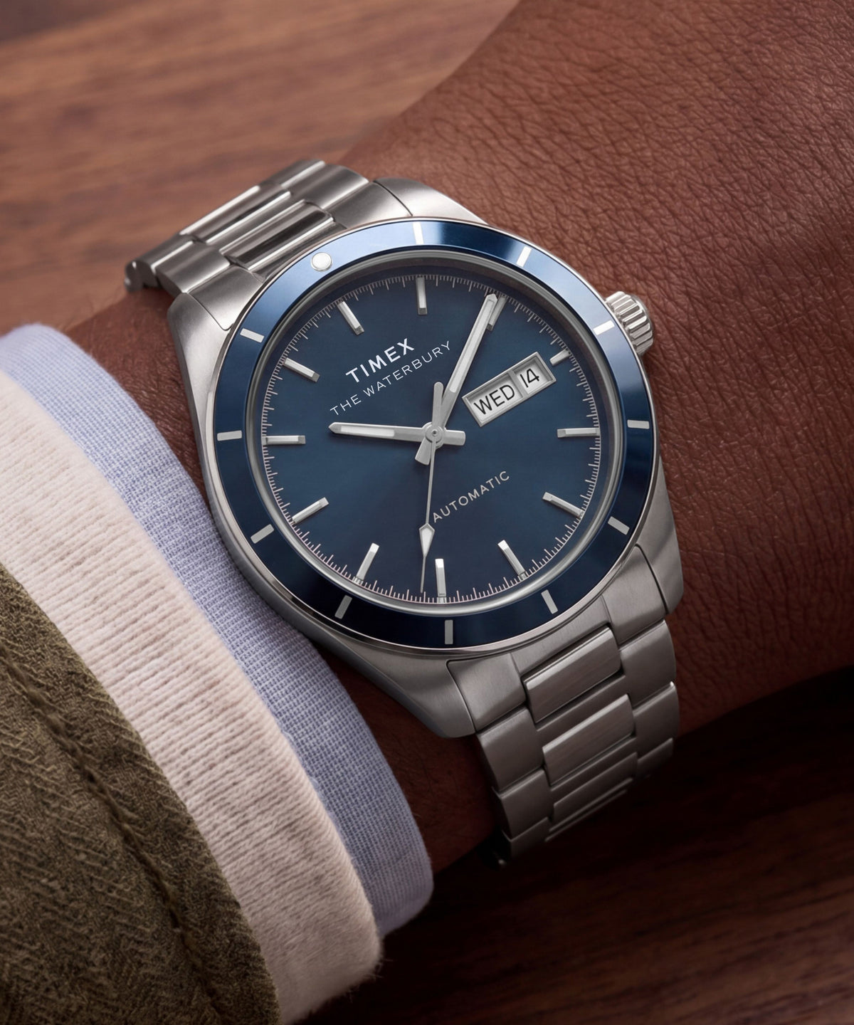 Timex Waterbury Heritage Automatic 39mm Blue Dial Stainless Steel Watch TW2Y94100