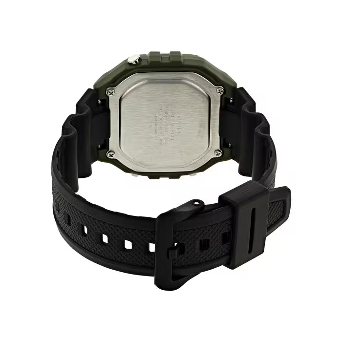 Casio Digital Black Resin Band Green Case Watch W218H-3A