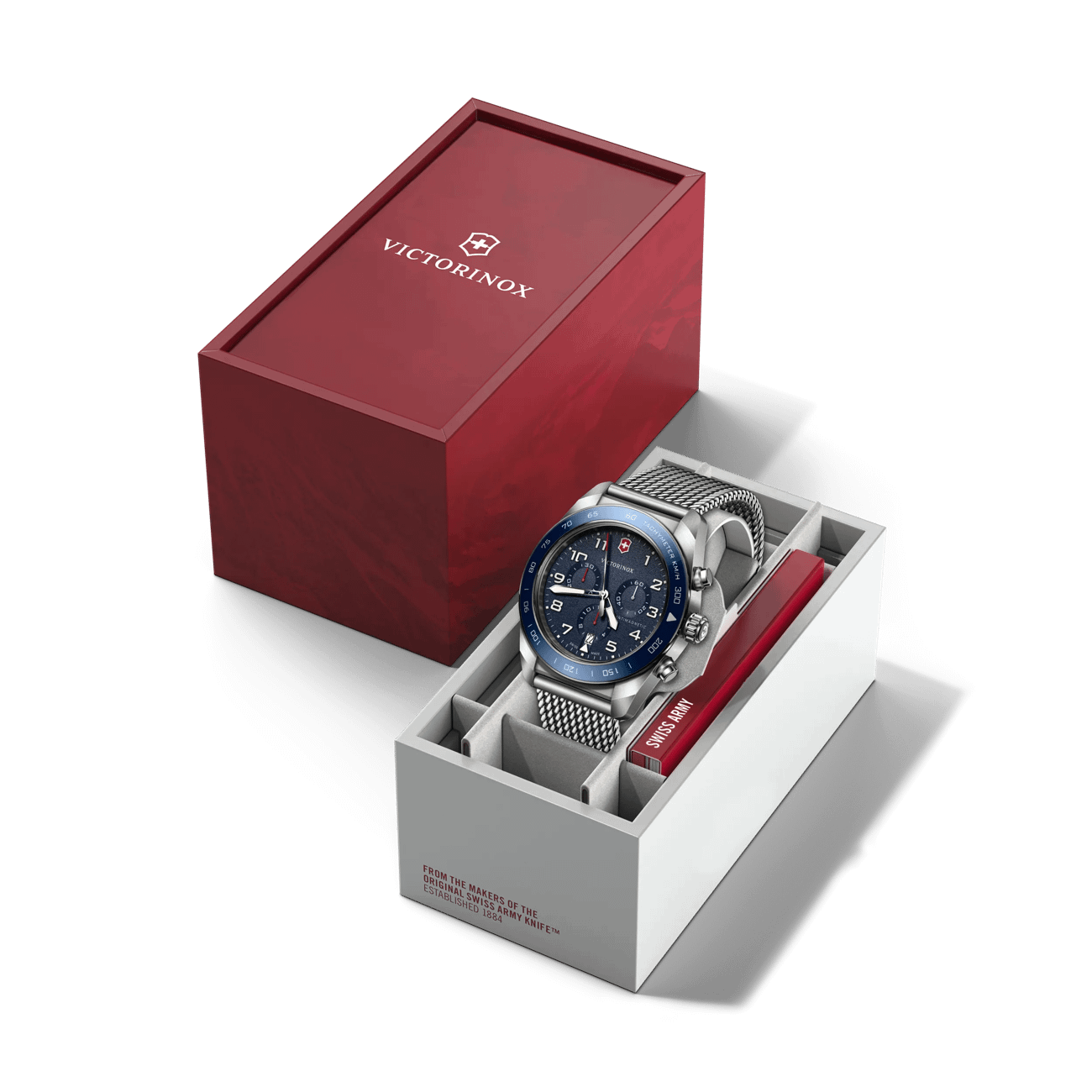 Victorinox Swiss Army Chrono Blue Dial Mesh Stainless Steel Band Mens Watch 242049