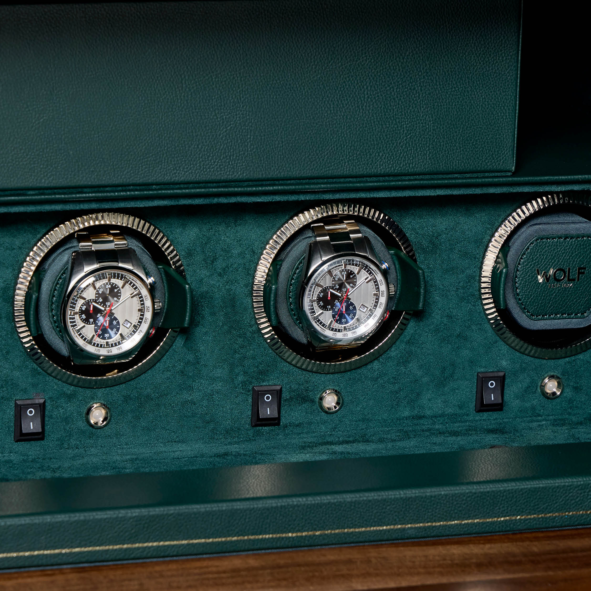 Wolf The Den 4 Piece Watch Winder Safe With Biometric Lock Storage