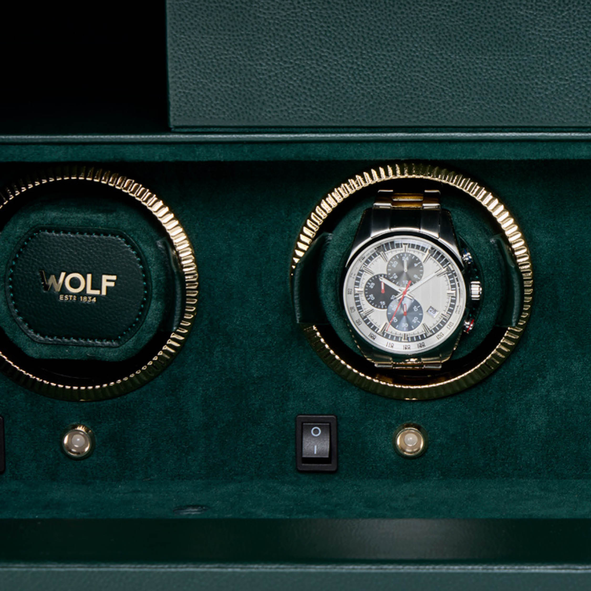 Wolf The Den 4 Piece Watch Winder Safe With Biometric Lock Storage