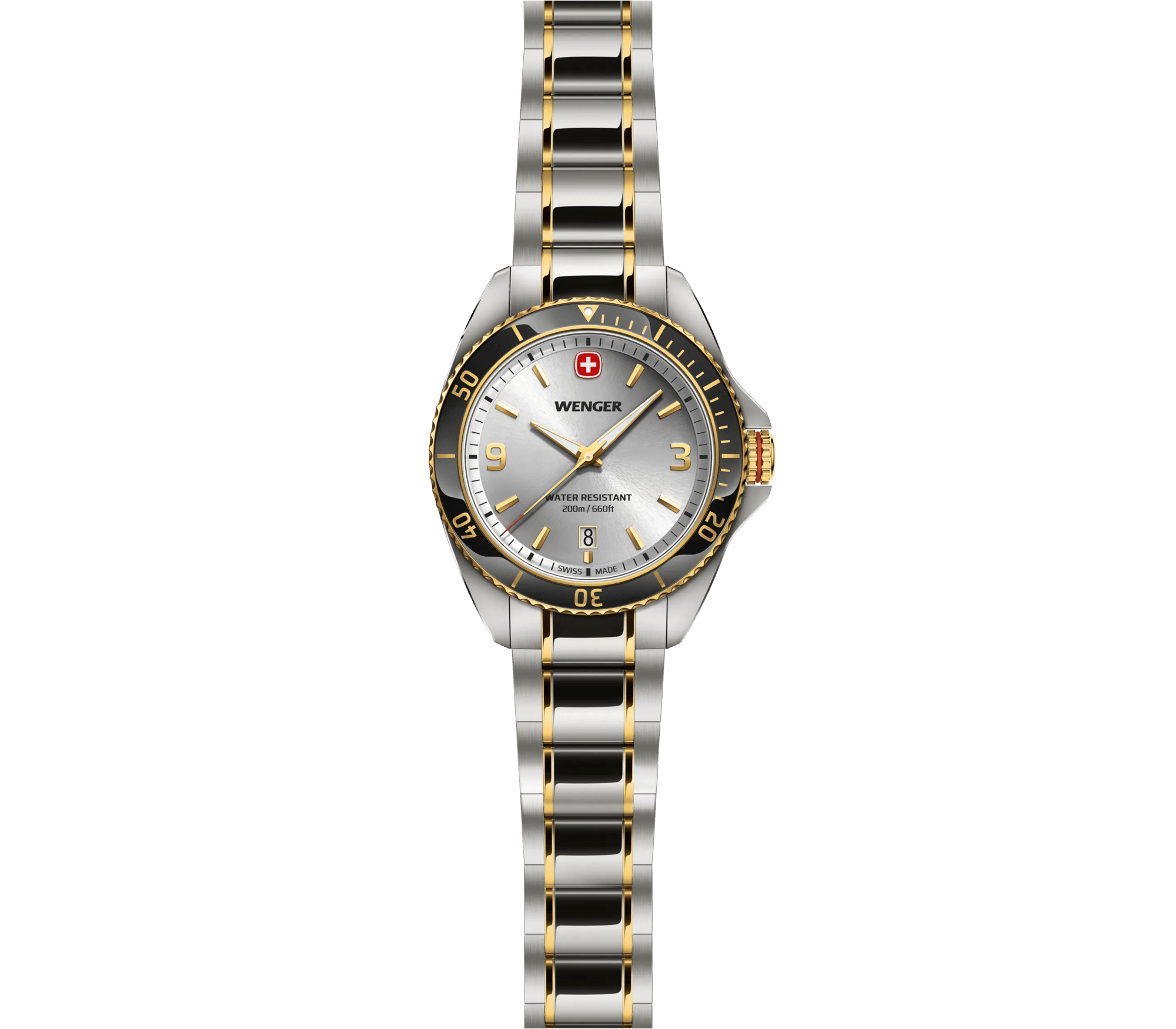 Wenger Executive 40mm Silver Dial Two Tone Stainless Steel 200M Men's Watch 01.2031.106