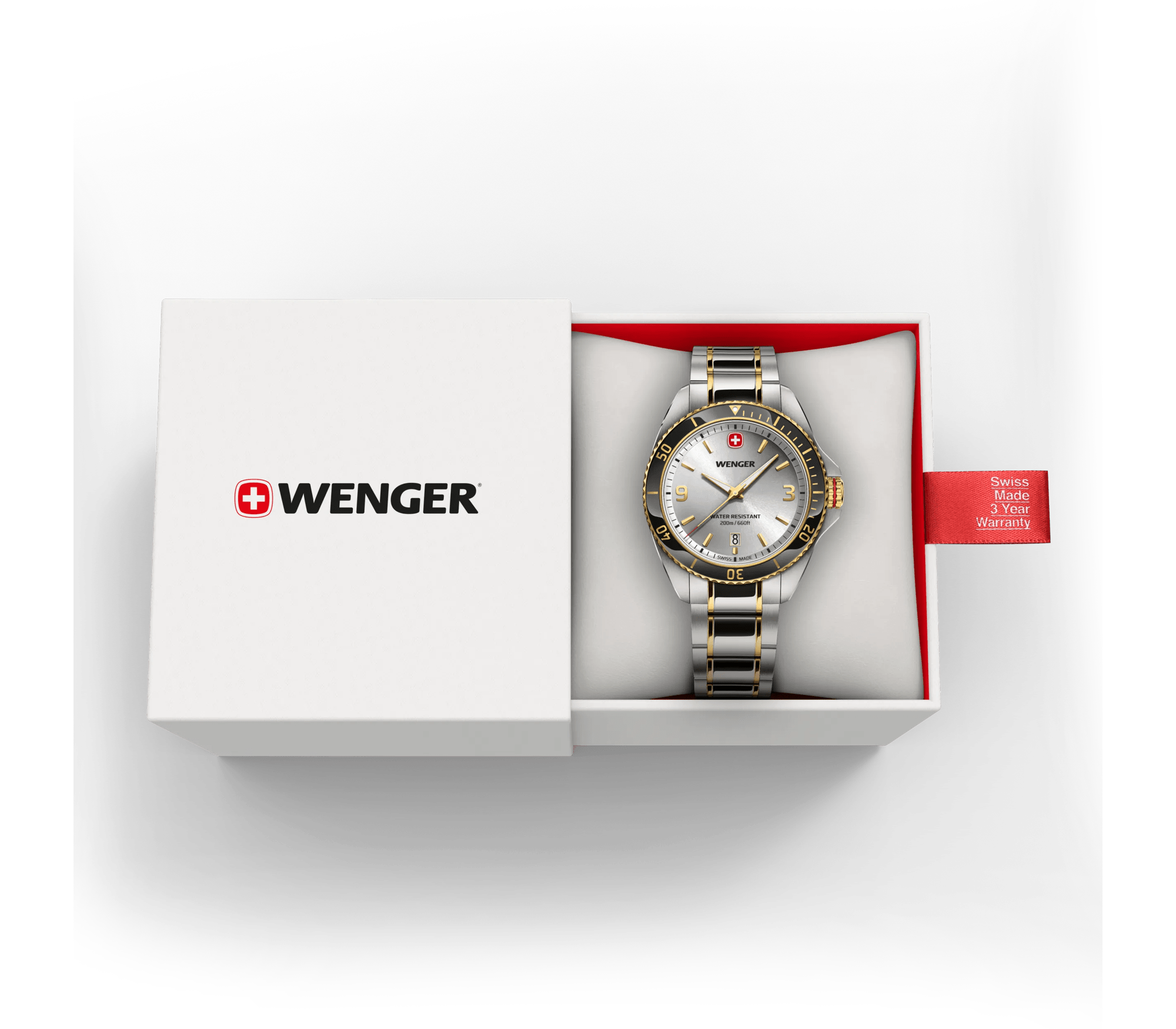 Wenger Executive 40mm Silver Dial Two Tone Stainless Steel 200M Men's Watch 01.2031.106
