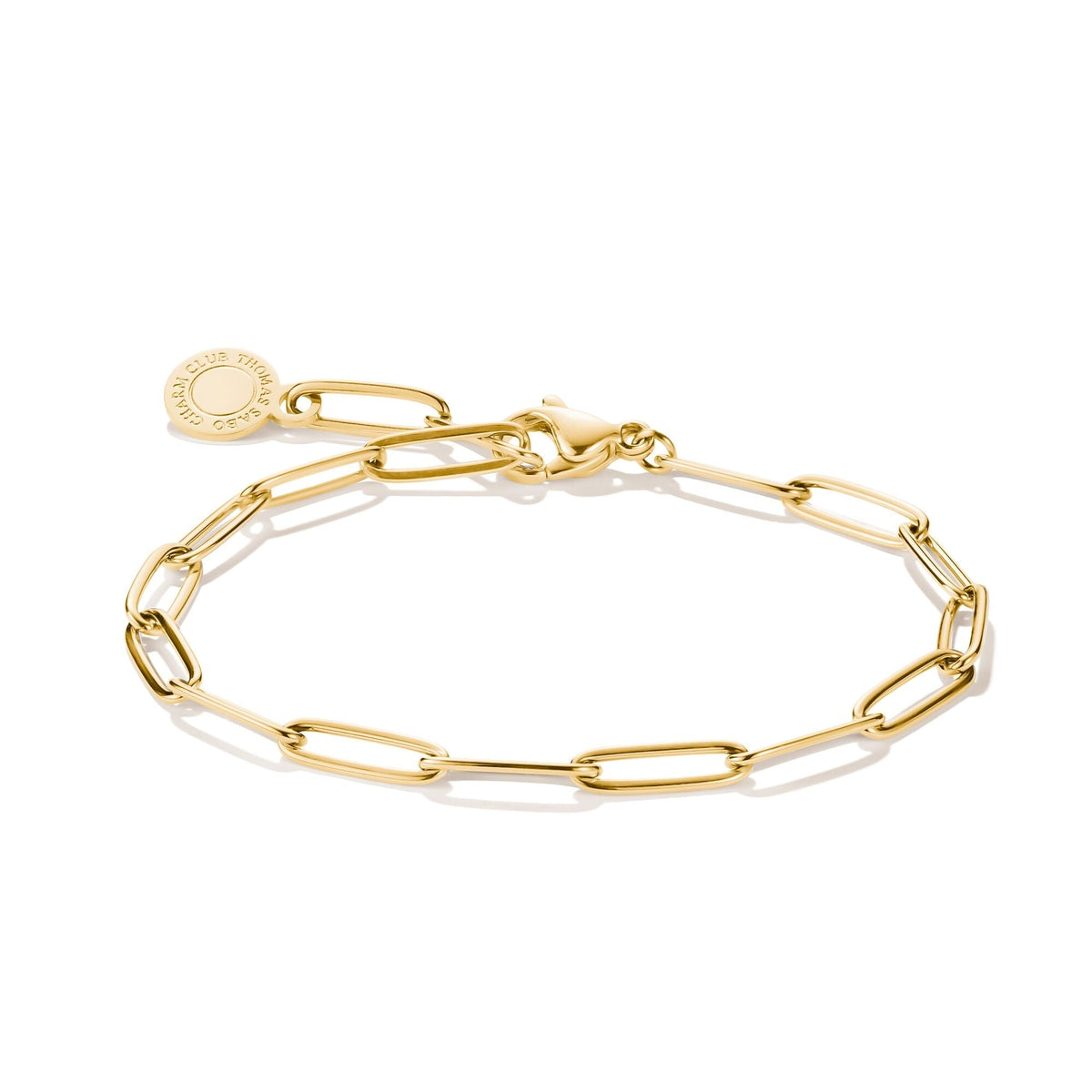 Thomas Sabo Gold-Tone Stainless Steel Charm Club Paperclip Bracelet CX0286SY-15 front packshot