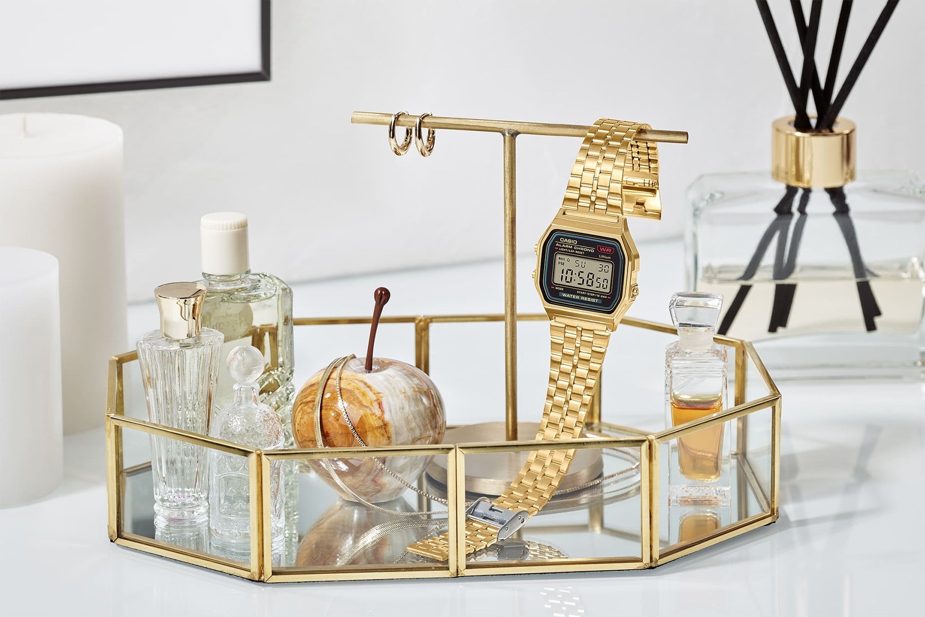 Casio Digital Alarm Chrono Stainless Steel Mens Watch A159WGEA-1D