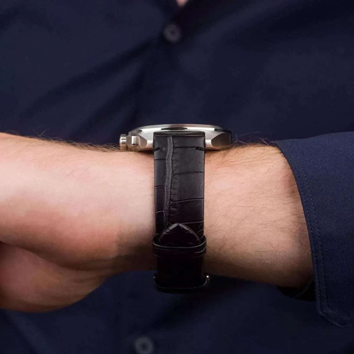 Emporio Armani Black Dial Black Leather Watch AR11542