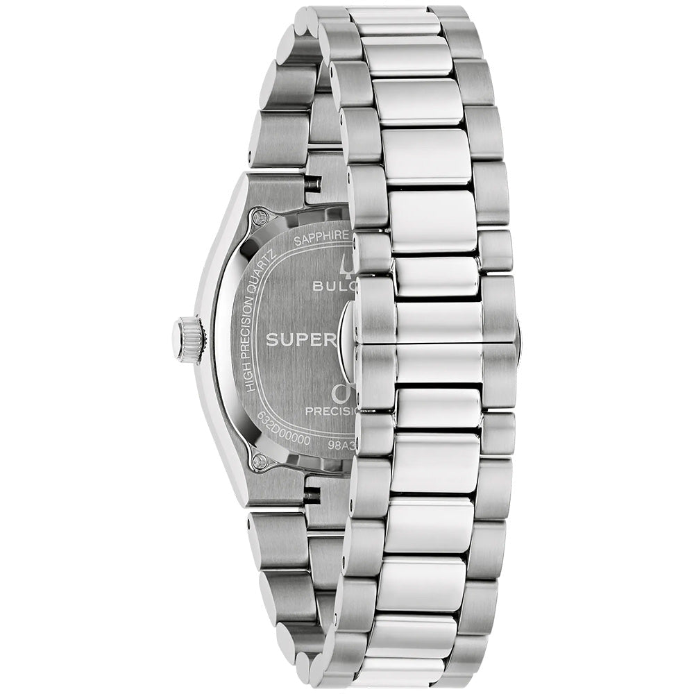 Bulova 96A348 Super Seville sodalite blue stone dial with coin-edge fluted bezel
