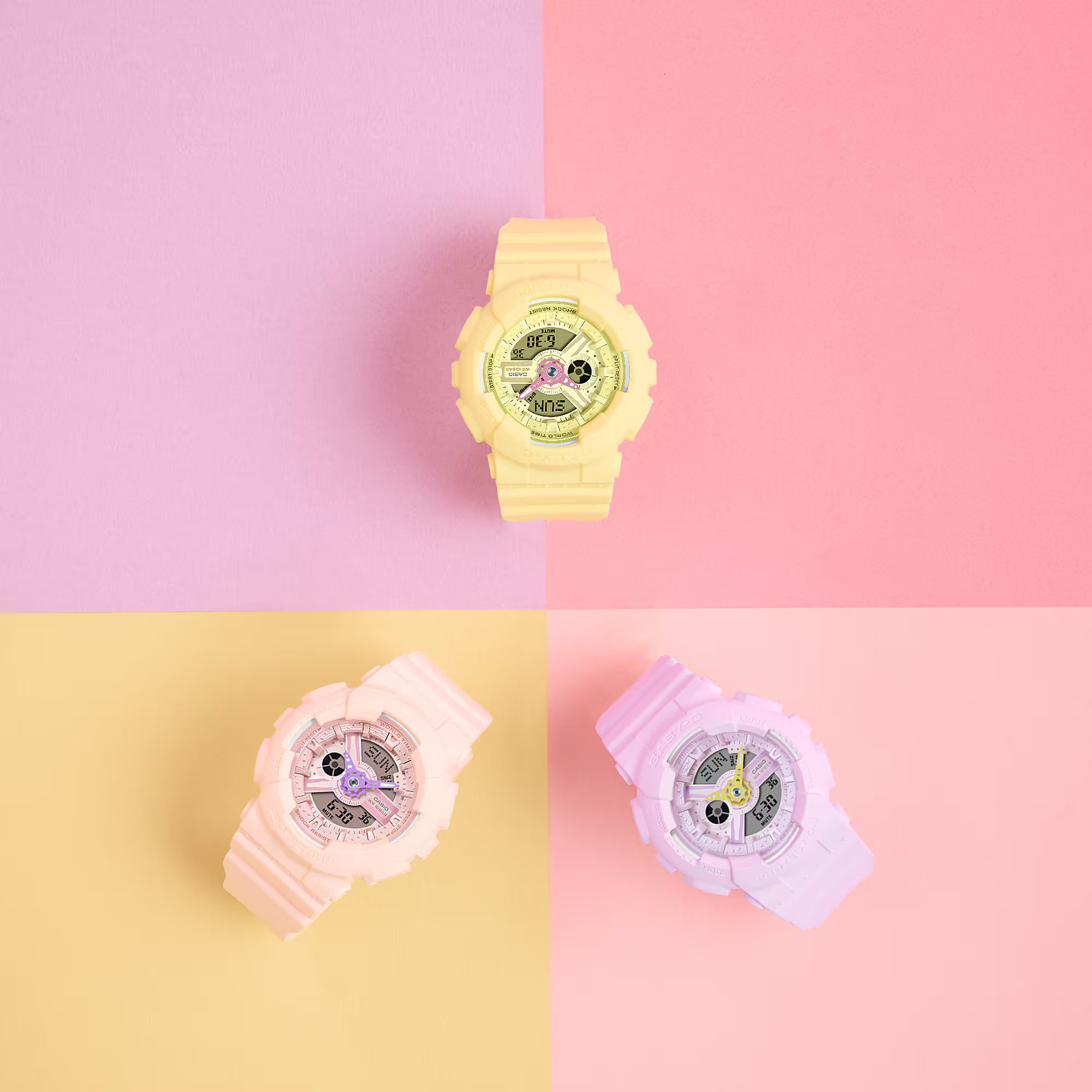 Baby-G Yellow Pastel Dial Yellow Pastel Resin Band Watch BA110AH-9A